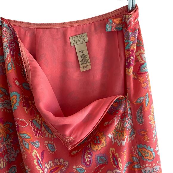 Women's SIGRID OLSEN PM Colorful Skirt Paisley Ruffle Lined Boho Festival - Picture 2 of 9